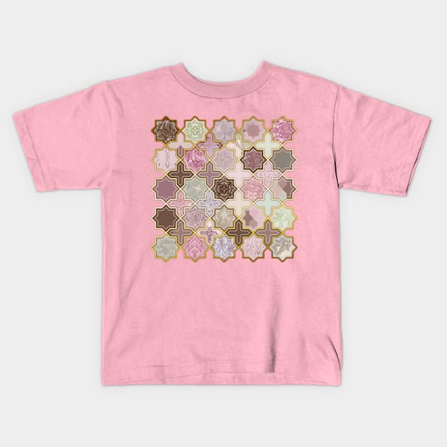 Neapolitan Geometric Tile Pattern Kids T-Shirt by micklyn